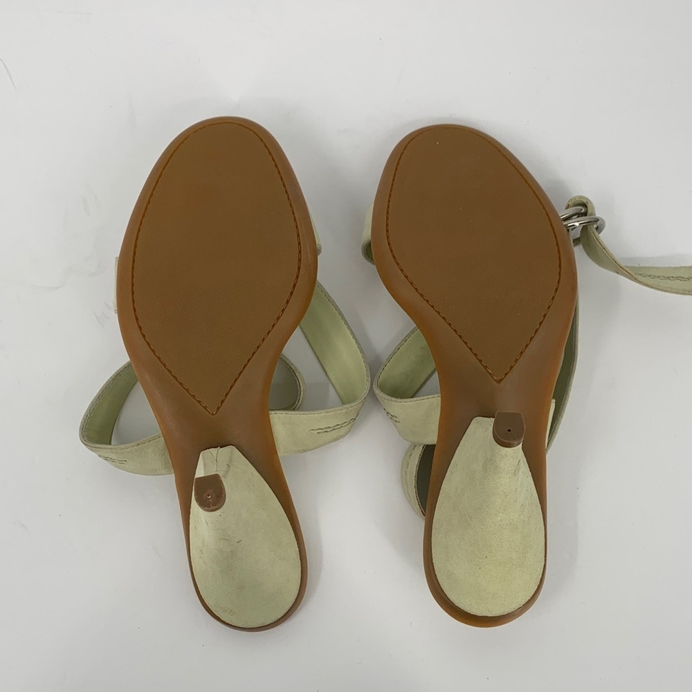TODs strappy heel sandals light green suede pyramid heel ankle strap 37 7 - Picture 5 of 8